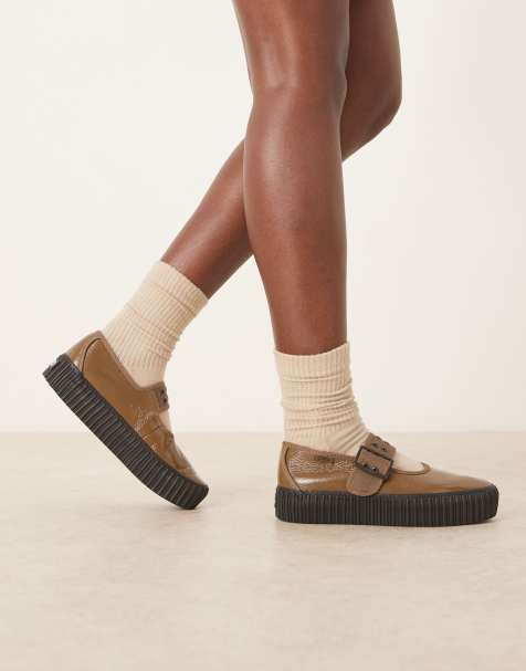 Vans – Mary-Jane-Creepers in Metallic-Braun mit Plateausohle - view 1