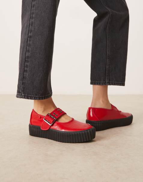 Vans mary jane platform creepers in red metallic - view 1