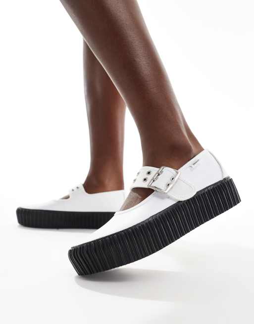 Vans Mary Jane Platform Creepers in white and black, 2 of 4