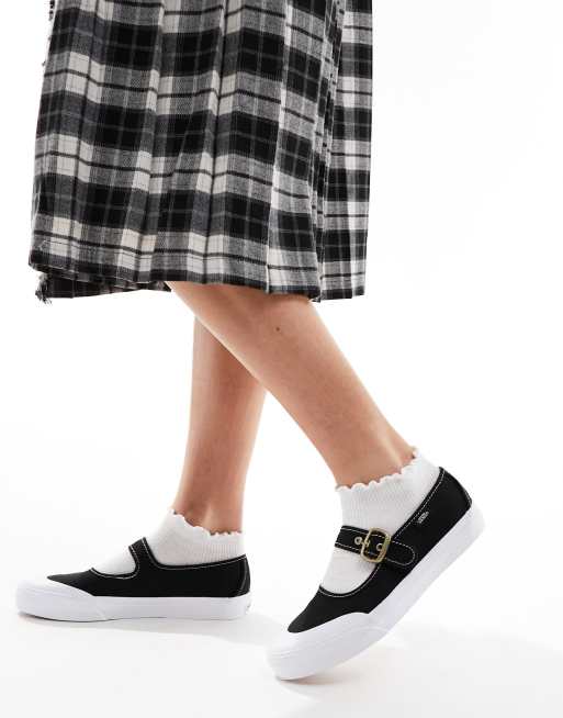 Vans Mary Jane sneaker flats in black and white ASOS