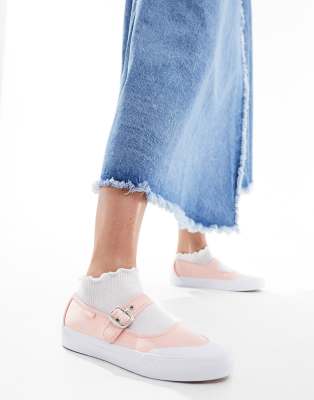 Mary Jane sneaker flats in pink and white