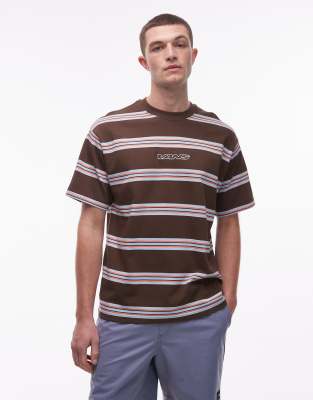 Vans Mesa Stripe Short Sleeve Shirt In Brown