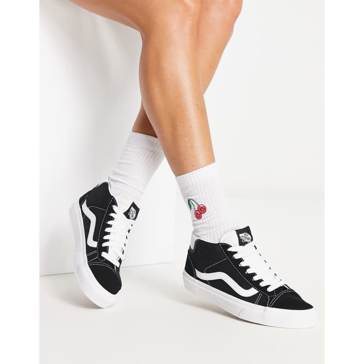 Vans Mid Skool 37 sneakers in black and white ASOS