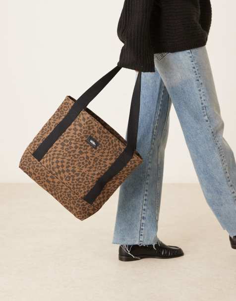 Vans midi pergs dachshund print tote bag in brown and black - view 1