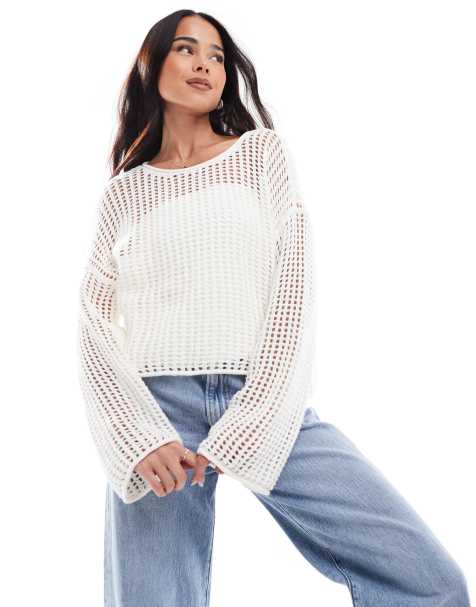 Vans - Mila - Crop top ras de cou en maille ajourée - Blanc - view 1