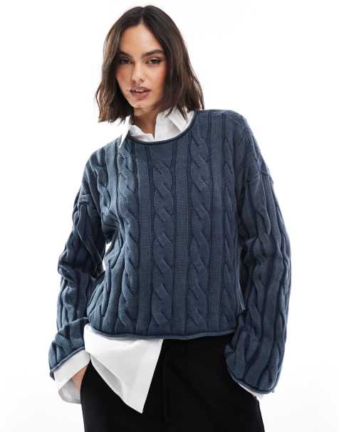 Vans – Mila – Cropped-Strickoberteil in Schwarz mit Zopfmuster - view 1