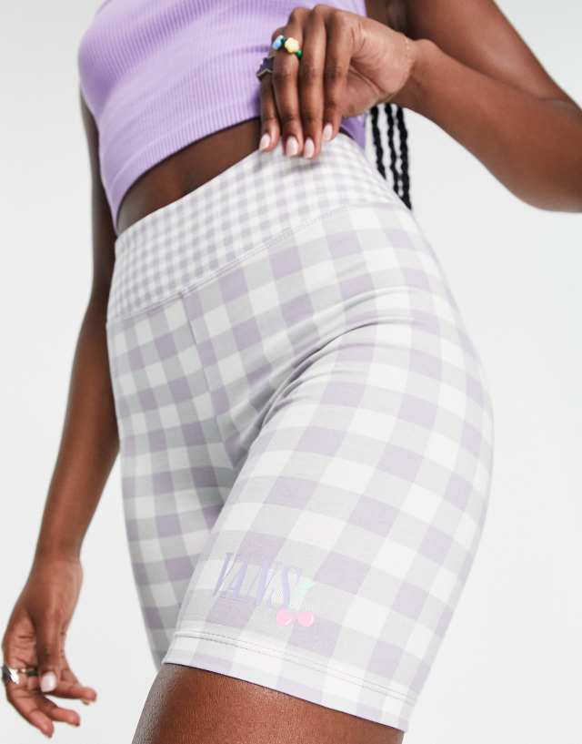 Vans mixed up gingham legging shorts in purple