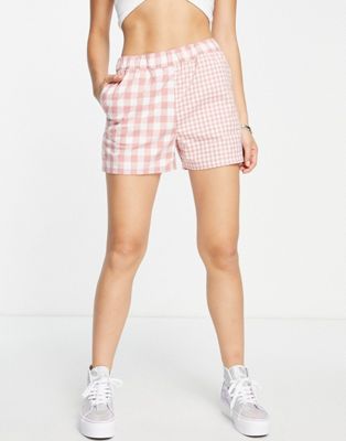 Vans Mixed Up gingham shorts in pink