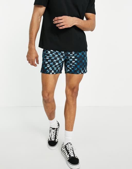 Vans Mixed Volley checkerboard shorts in blue