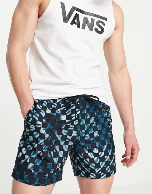 Vans Mixed Volley checkerboard shorts in blue