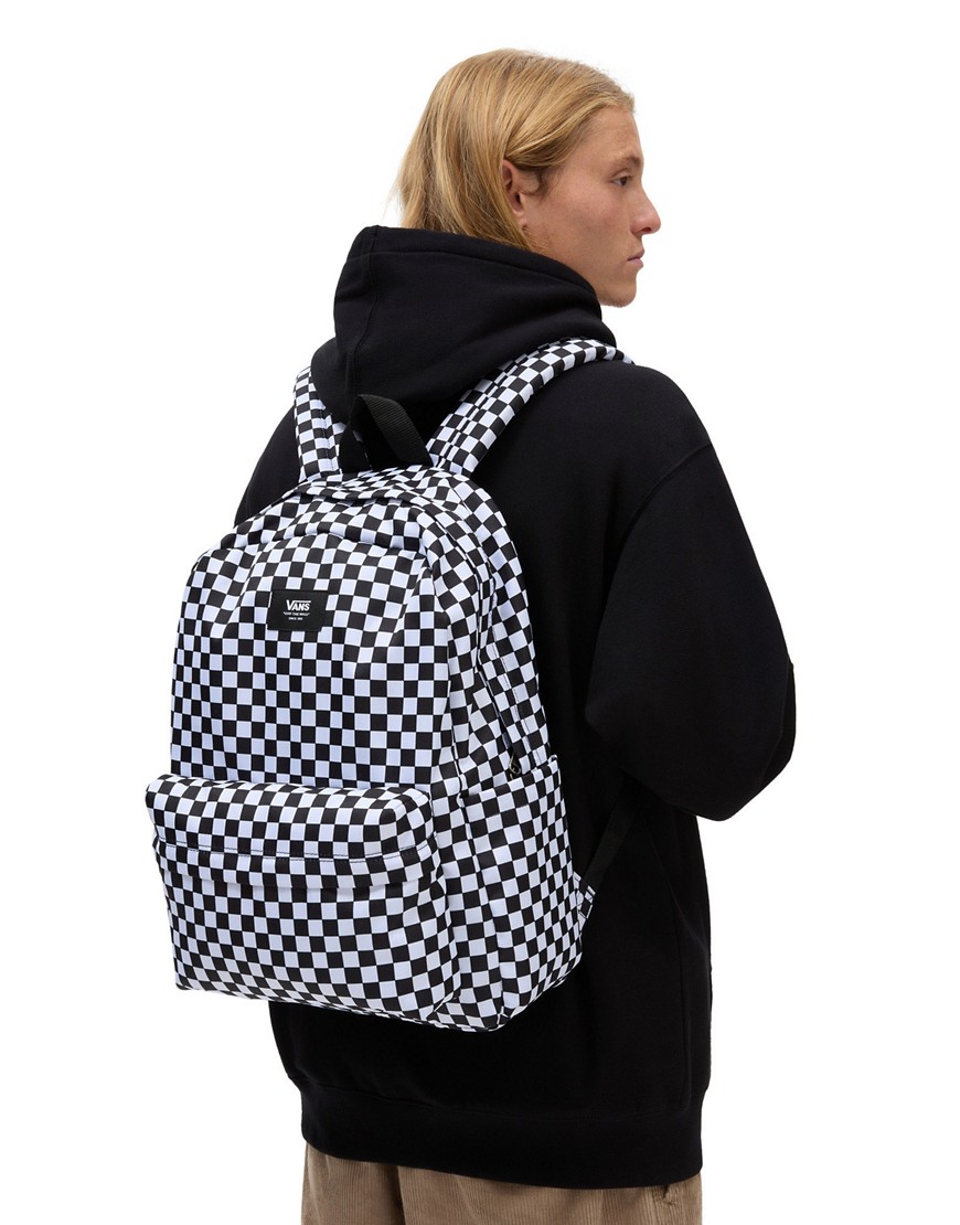 Vans Mn old skool h2o check backpack in black and white