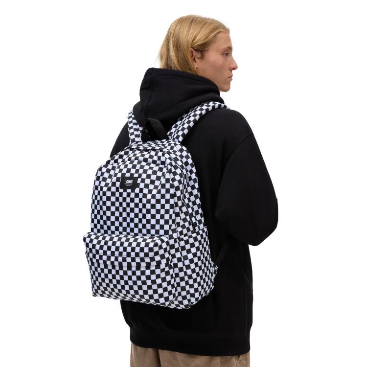 Vans black deals and white backpack