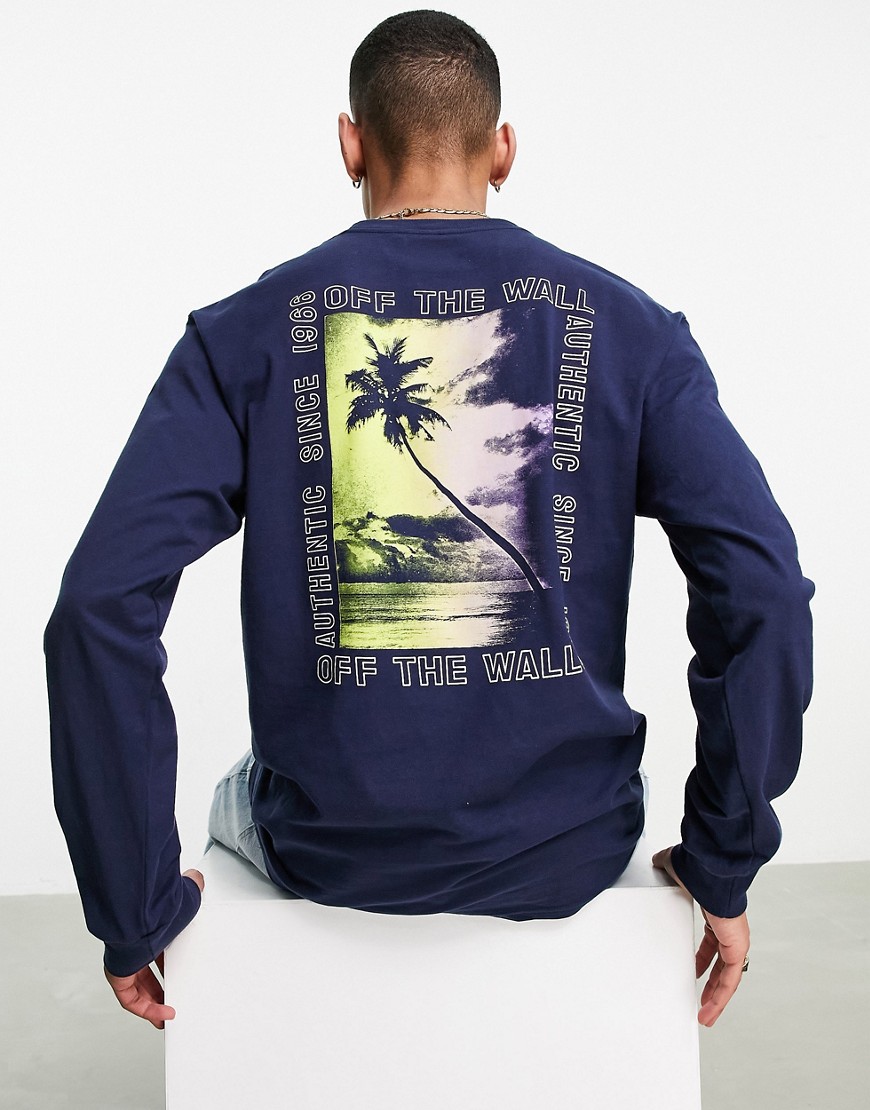 Vans Moonstone Beach long sleeve t-shirt in navy-Blues