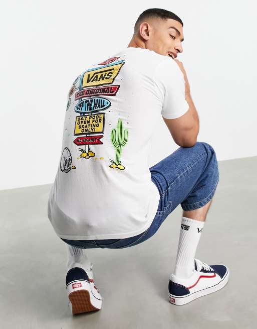 Vans - Motel 1966 - T-shirt met print op rug in wit