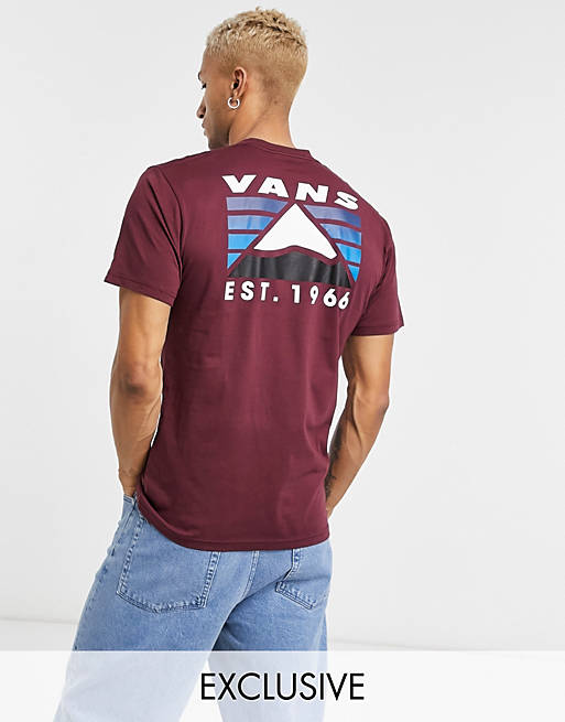Vans Mountain back print t-shirt in burgundy Exclusive at ASOS