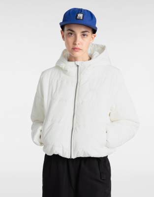 Vans - Mte Foundry - Pufferjacke in Marshmallow-Weiß mit kurzem Schnitt und Kapuze