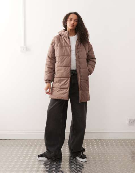 Vans – Mte Hillgate – Lange Pufferjacke in sattem Taupe - view 1