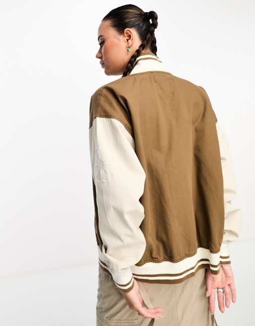 Vans music lovers bomber varsity jacket in brown ASOS