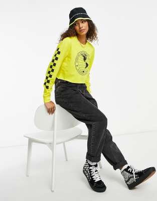 Vans nat geo long sleeve crop tshirt in yellow