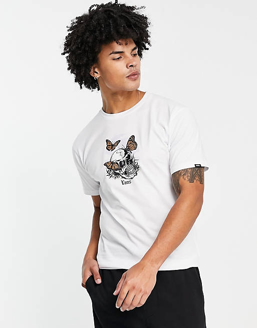 Abbreviate embroidery sand Vans New Monarch t-shirt in white | ASOS