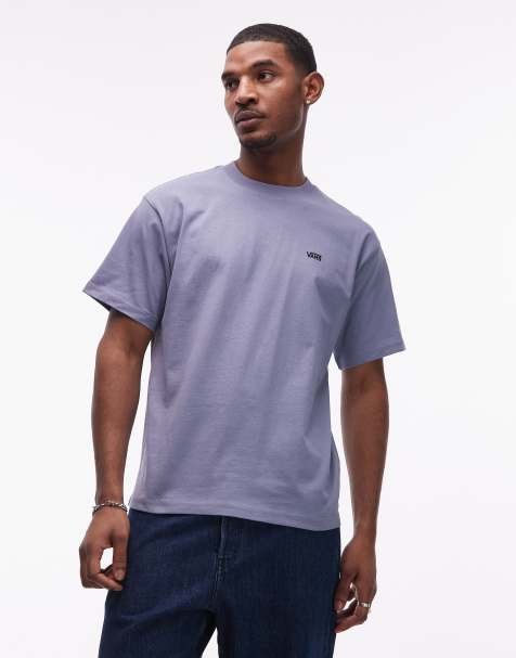 Vans – Niebieski T-shirt oversize z logo na lewej piersi - view 1