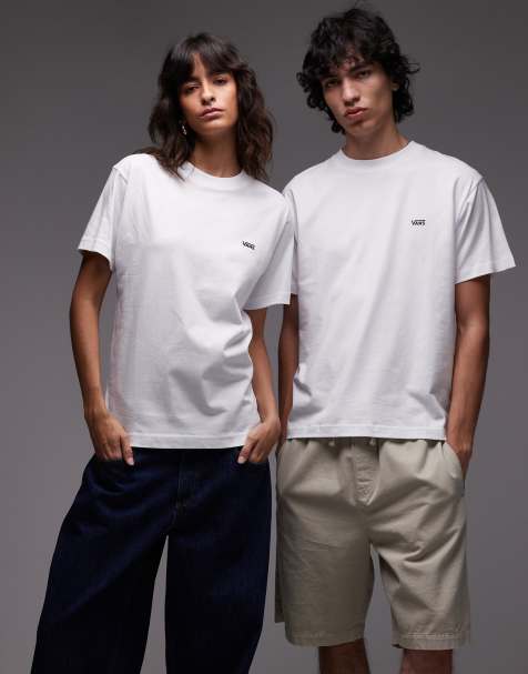Vans – Normal geschnittenes T-Shirt in Weiß mit Logo auf der linken Brust - view 1