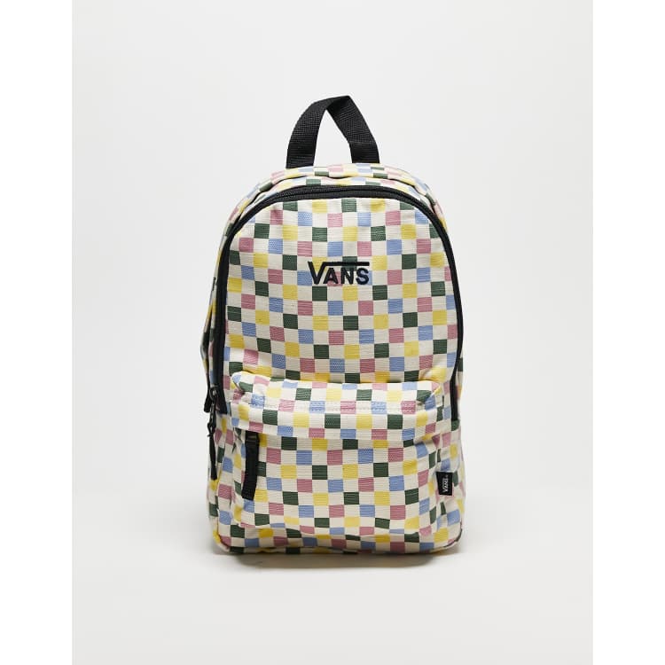 Checkered Backpack Bag Cream Checkered