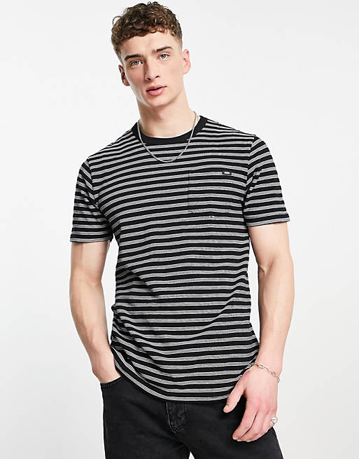  Vans Oakden stripe t-shirt in black/white 
