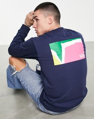 Vans Off The Wall Box long sleeve t-shirt in navy