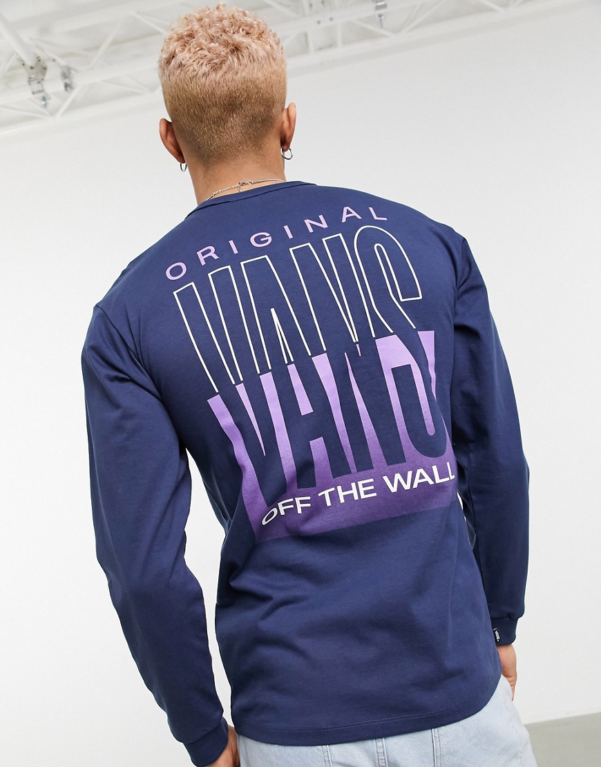 Vans Off The Wall Classic Long Sleeve T-shirt In Navy-black
