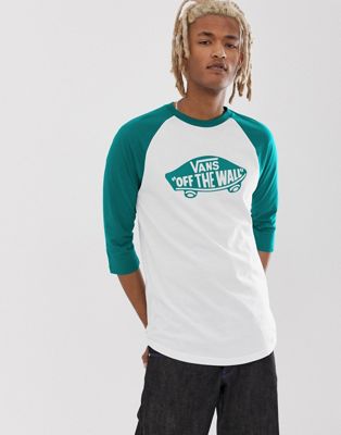 Vans – Off The Wall – Grøn T-shirt med raglanærmer