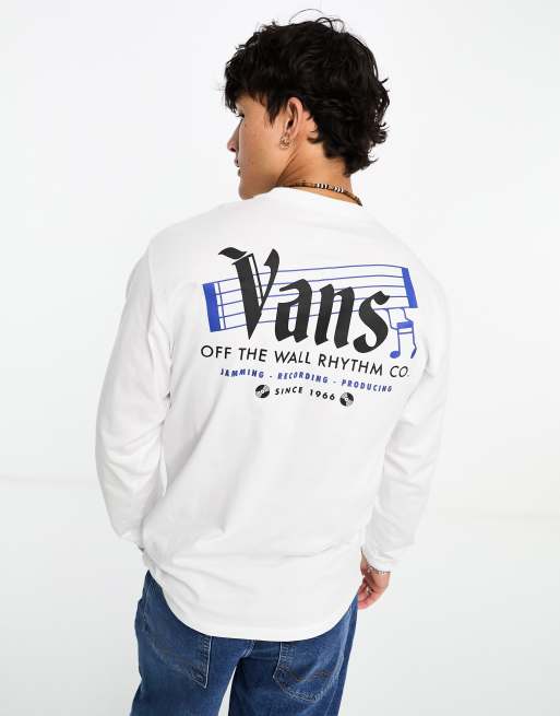 Vans - Off The Wall Rhythm - Sort og hvid langærmet T-shirt med rygprint