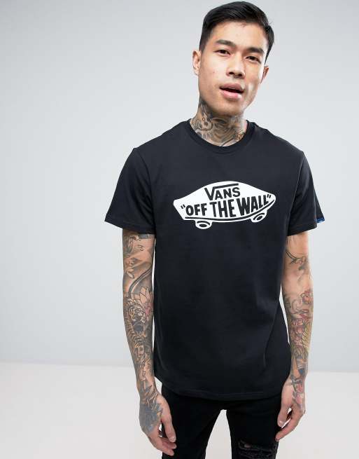 Vans Off The Wall Schwarzes T Shirt mit Logo VJAYY28