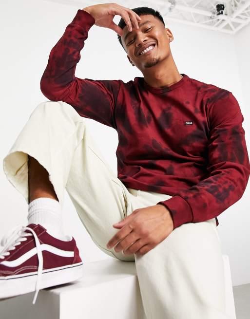 Vans off the wall spiral tie dye long sleeve t shirt in red ASOS