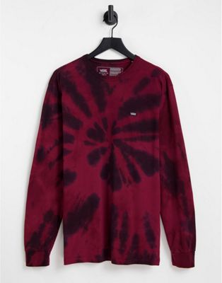 Vans Off The Wall Spiral Tie Dye long sleeve t-shirt in red