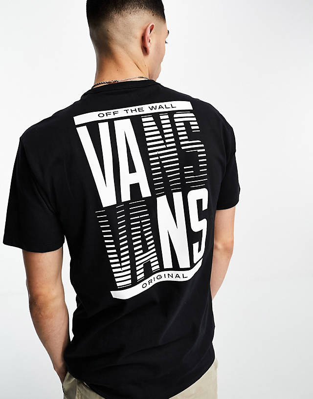 Vans - off the wall stacked back print t-shirt in black