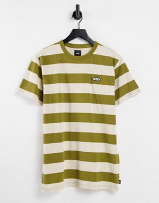 Vans Off The Wall striped t-shirt in tan