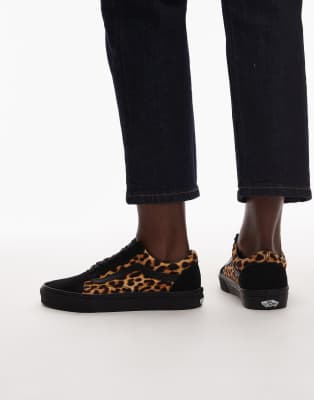 Old Skool - Baskets à imprimé léopard - Noir-Multicolore 35