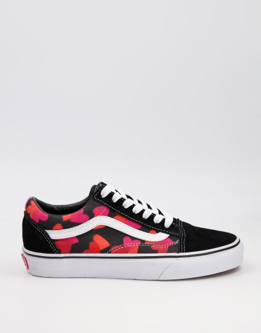 Vans noir shop femme avec rose