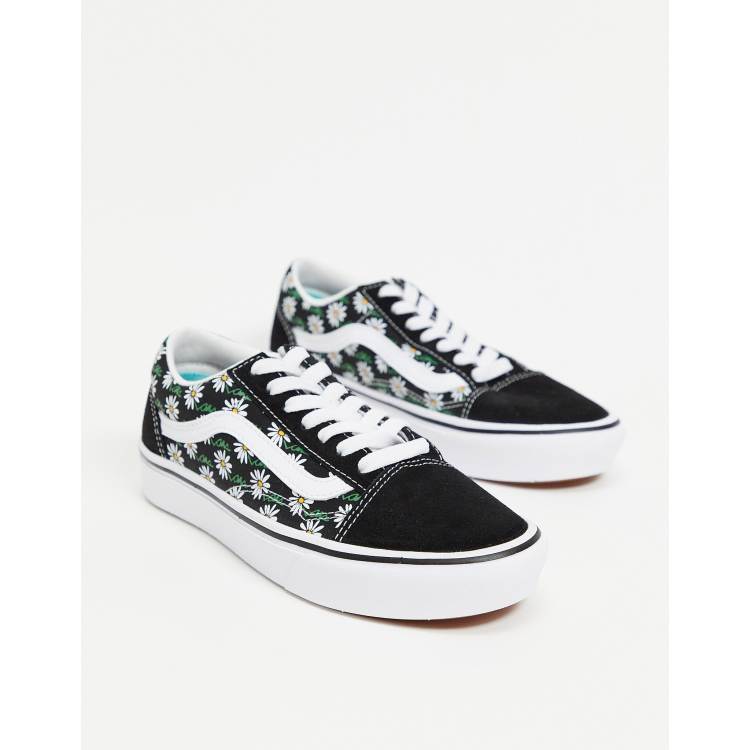 Vans old skool outlet noir avec des roses