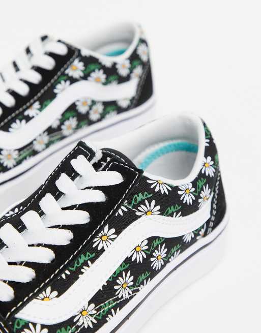 Vans noir avec clearance fleur