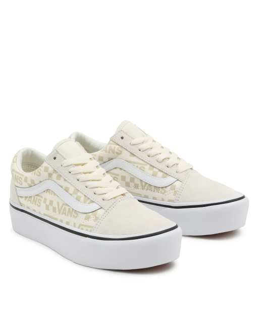 Vans Old Skool Baskets semelle plateforme et logo r fl chissant Blanc