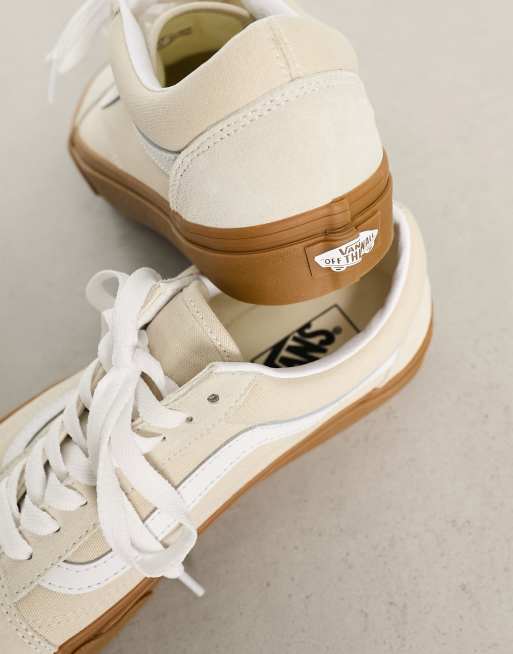 Vans old skool 2025 blanche semelle marron