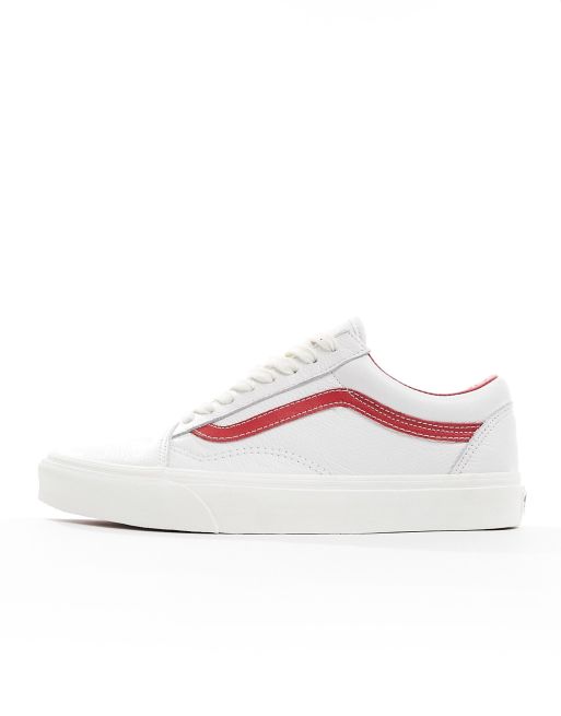 Vans old shop skool cuir rouge