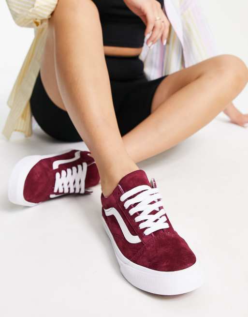 Vans bordeaux hot sale daim