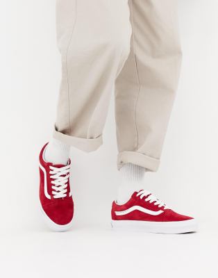 vans rouge en daim