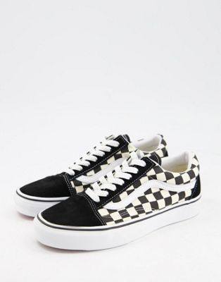 Chaussures Vans - Old Skool - Baskets motif damier - Blanc/noir