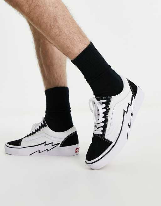 Vans old skool blanc noir sale