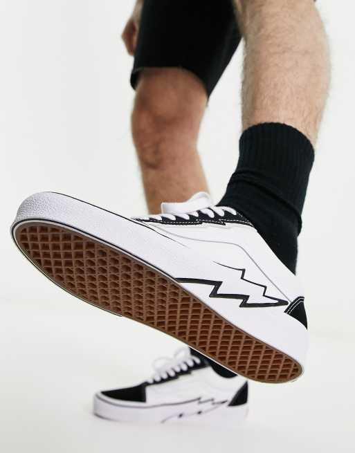 Vans old skool shop blanche bande noir