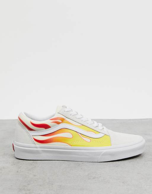 Vans  Old  Skool  Baskets motif flammes Blanc ASOS  Vans  Old  Skool  Baskets motif flammes Blanc ASOS